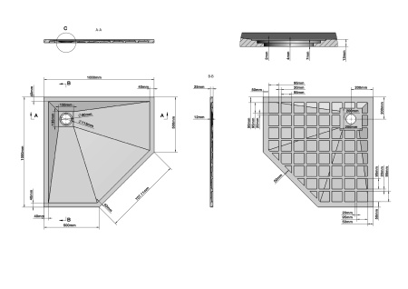 Душевой поддон из искусственного камня (100х100) Grossman Strong GR-S1100100D